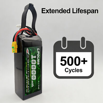 10,000 MAh 6S 500 รอบ Lipo FPV Drone Battery Pack สำหรับเครื่องบินขนาดใหญ่